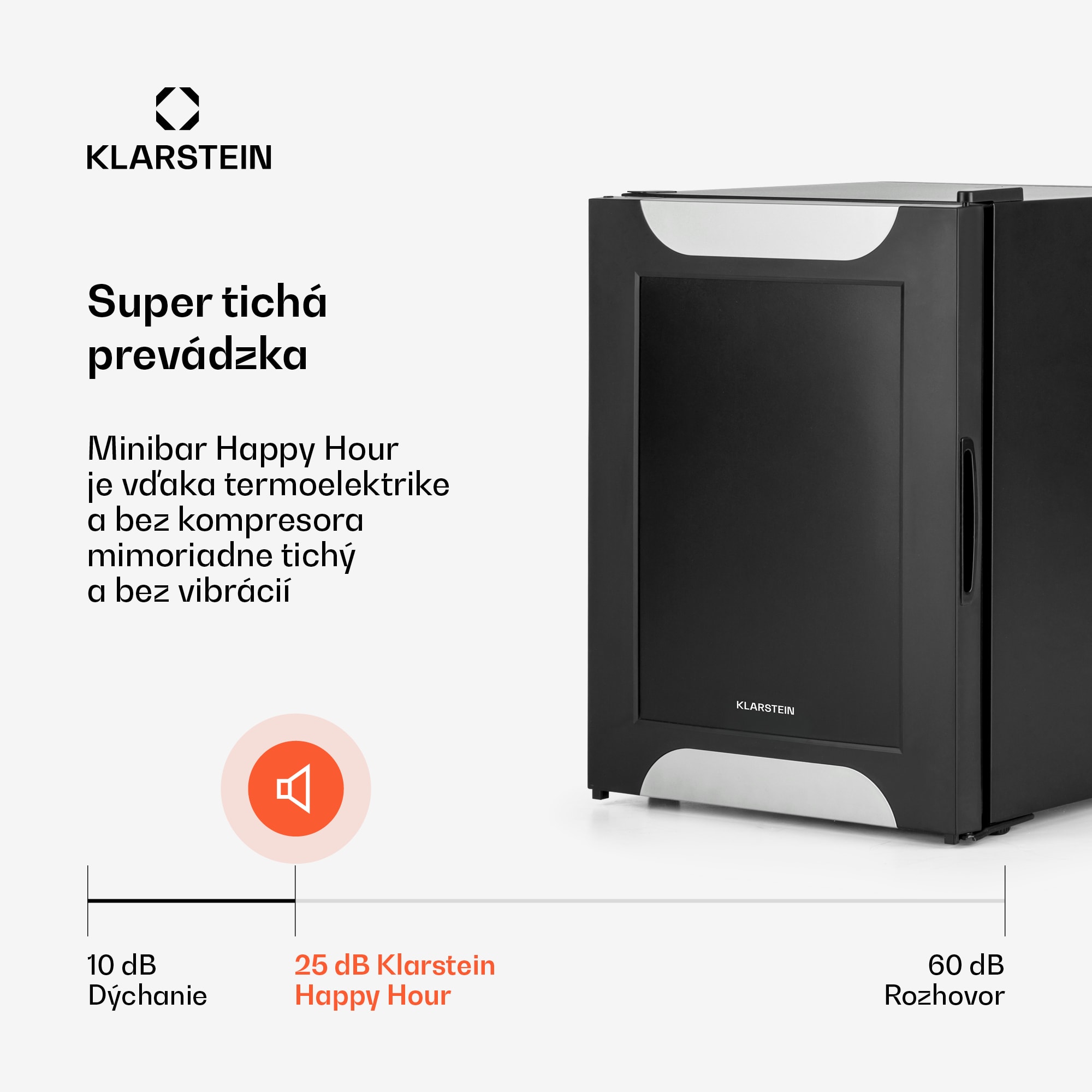 Klarstein Happy Hour, mini chladnička, 33 l, nehlučná, energet. trieda G, čierna s dekoratívnymi dverami – Obrázok 5