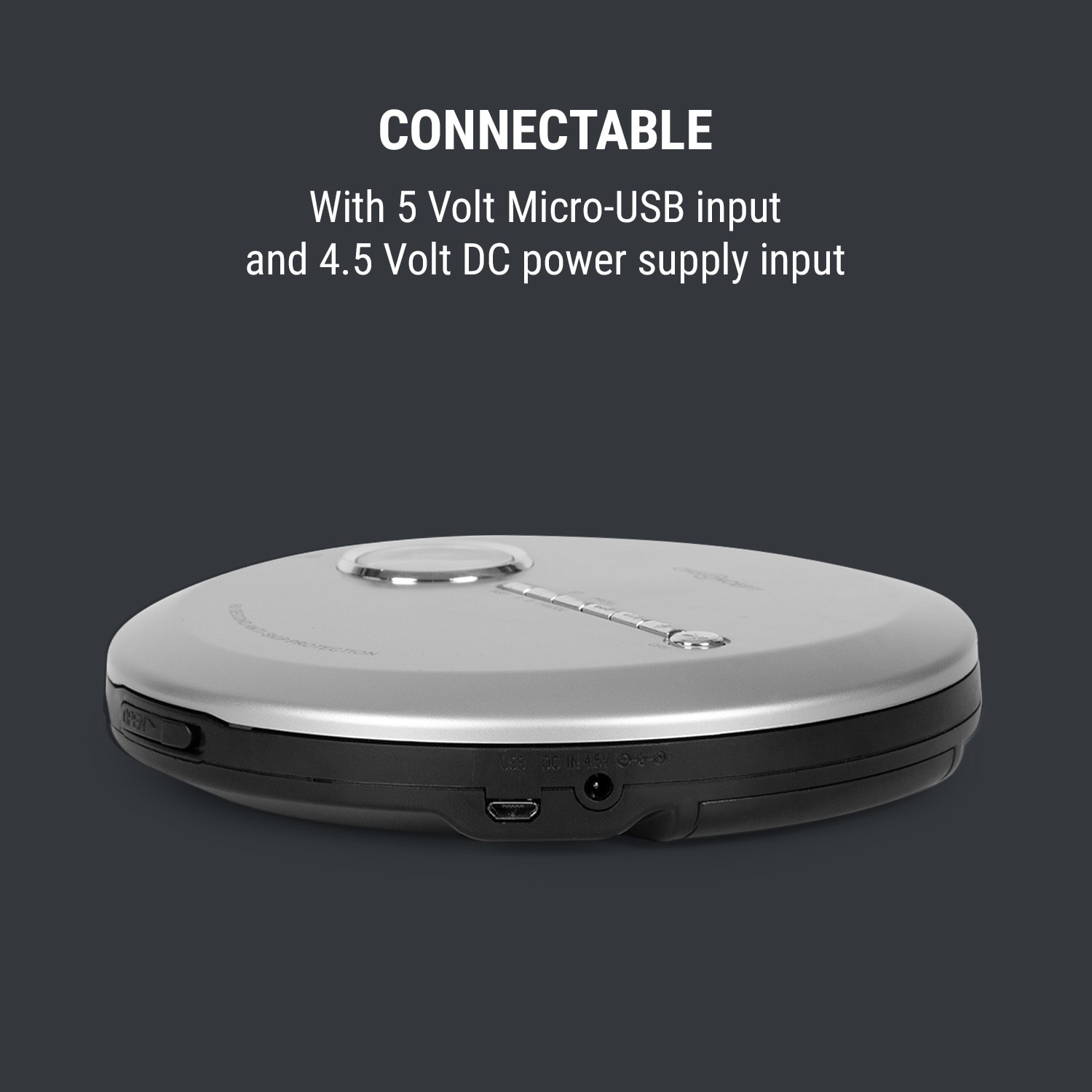 OneConcept CDC 100MP3, discman, prenosný CD prehrávač, antishock, ESP, microUSB, strieborný – Obrázok 5
