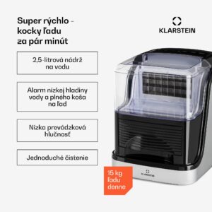 Klarstein Kristall, výrobník ľadu, krištáľovo číry ľad, 2 veľkosti, 2,5 l nádržka na vodu