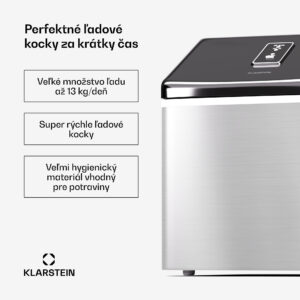 Klarstein Clearcube, výrobník ľadu, 13 kg/24 h, nehrdzavejúca oceľ, čierny