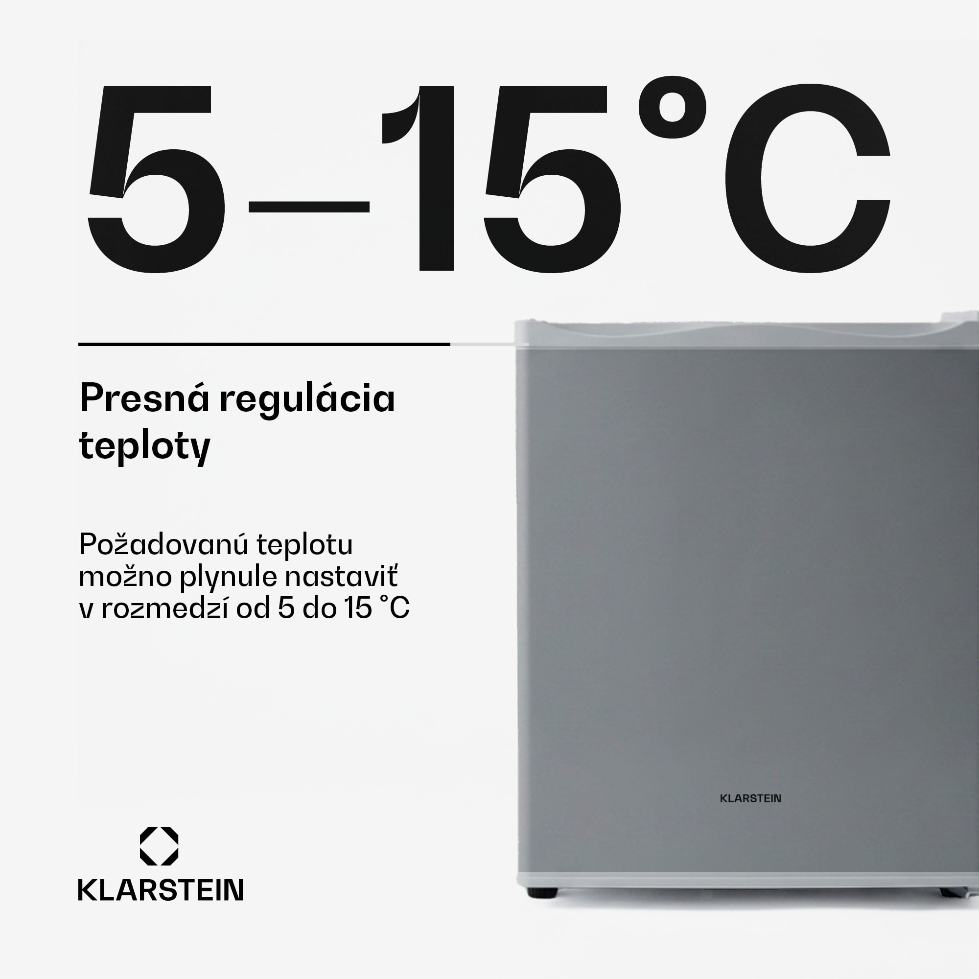 Klarstein Happy Hour 23, minibar, 23 l, 5-15°C, energet. trieda G, tichý, 23 dB, LED svetlo, strieborný – Obrázok 3