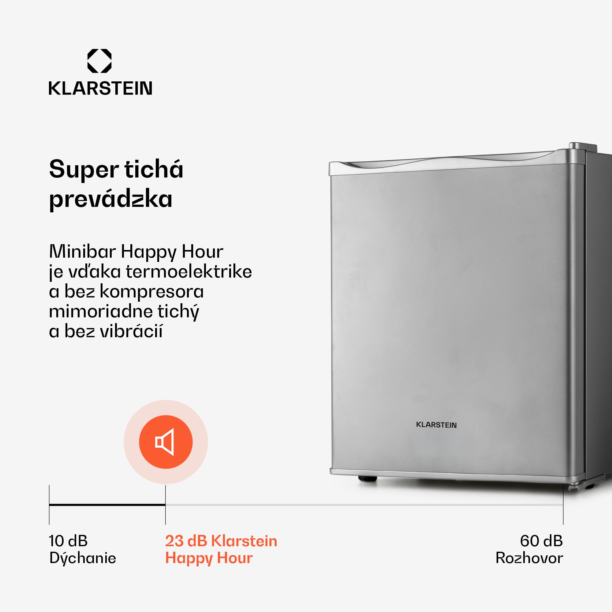Klarstein Happy Hour 23, minibar, 23 l, 5-15°C, energet. trieda G, tichý, 23 dB, LED svetlo, strieborný – Obrázok 5