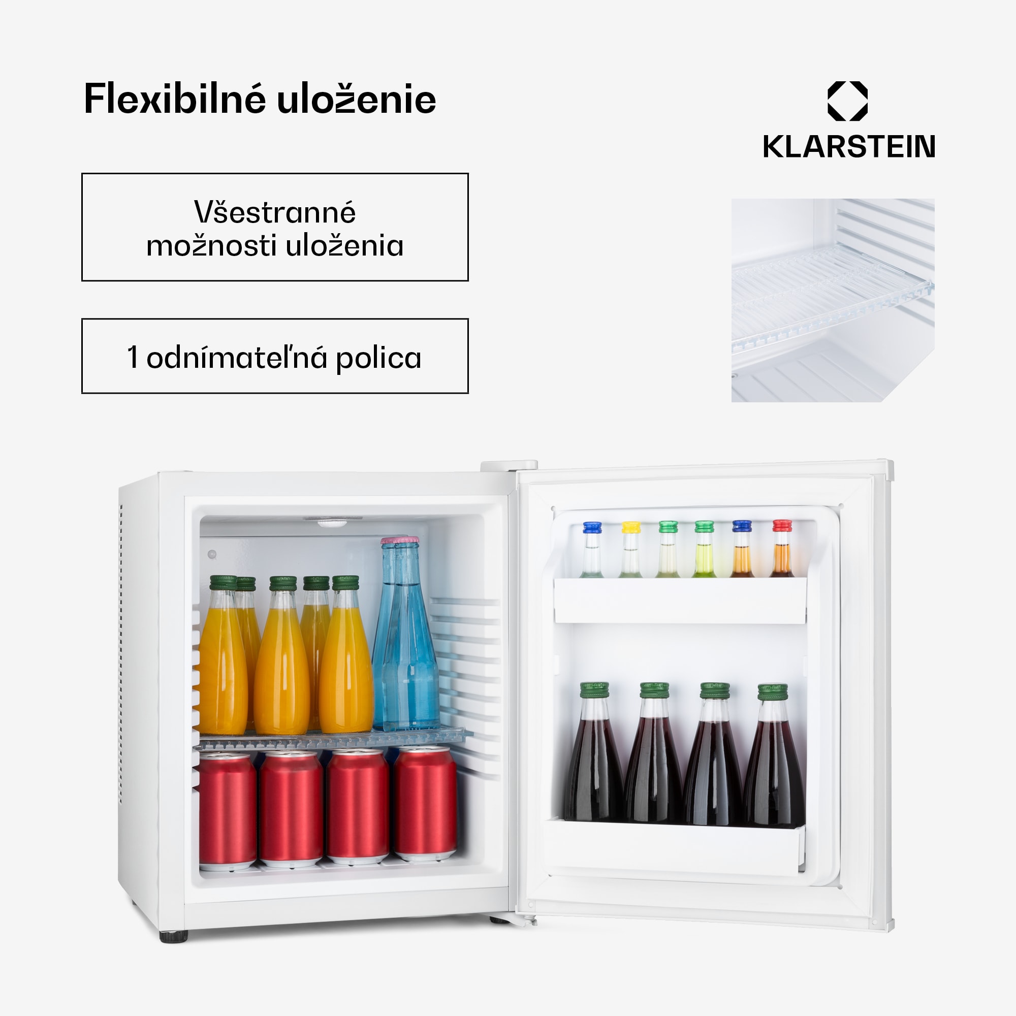 Klarstein Happy Hour 30, minibar, 30 l, 5-15°C, energet. trieda G, tichý, 25 dB, LED svetlo, biely – Obrázok 4