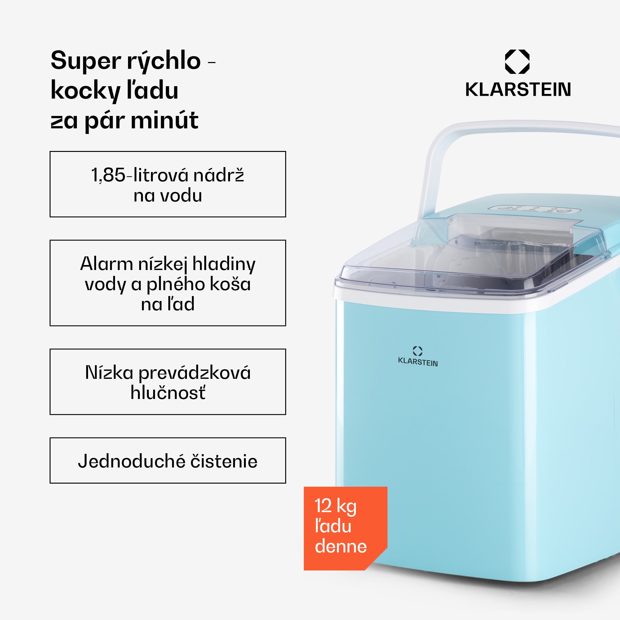 Klarstein Arctic Porter, výrobník ľadu, kužeľovité kúsky ľadu, 12 kg/24 h, nehrdzavejúca oceľ
