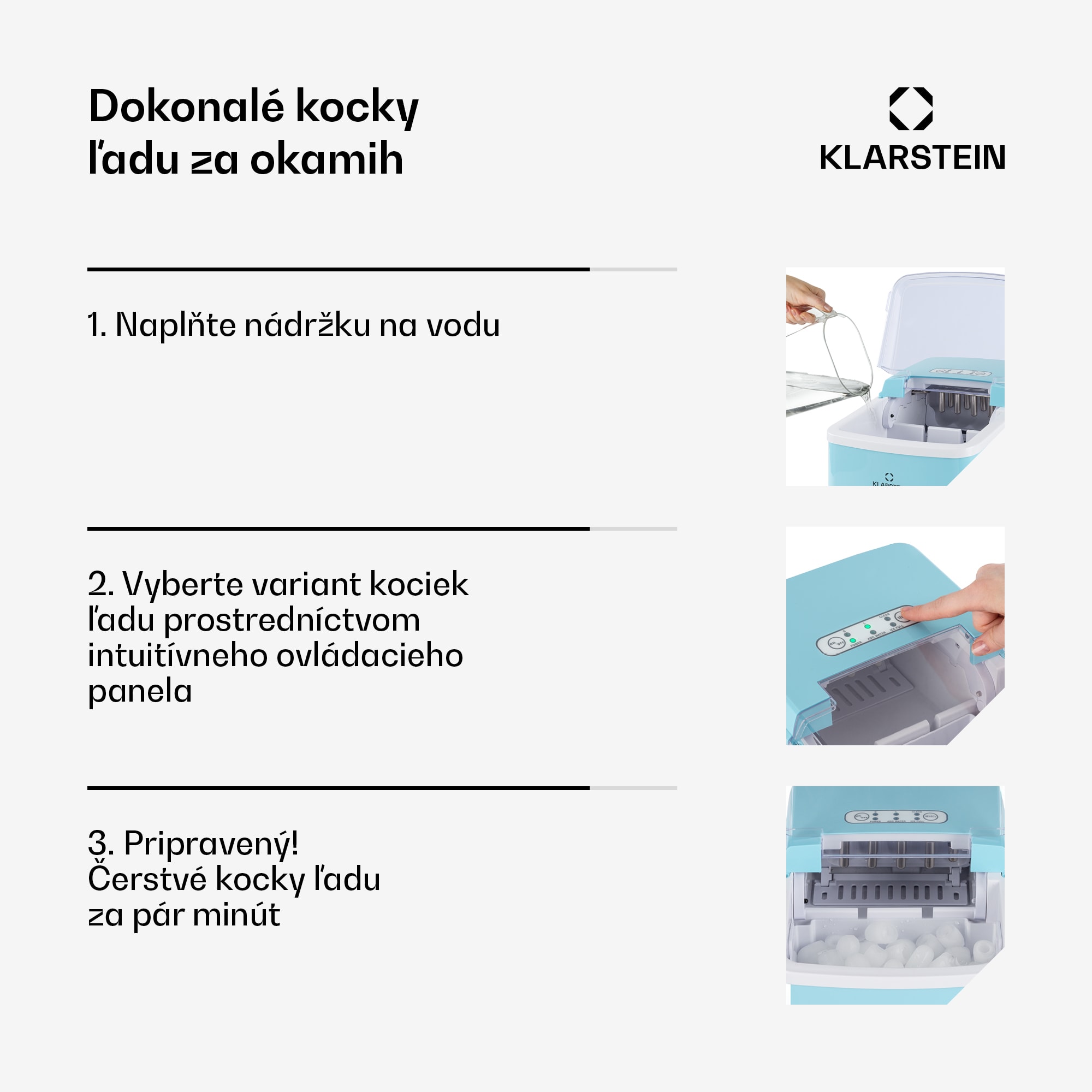 Klarstein Arctic Porter, výrobník ľadu, kužeľovité kúsky ľadu, 12 kg/24 h, nehrdzavejúca oceľ – Obrázok 4