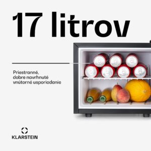 Klarstein Geheimversteck, mini chladnička, 17 l, 2 úrovne, 26dB, termoelektrická