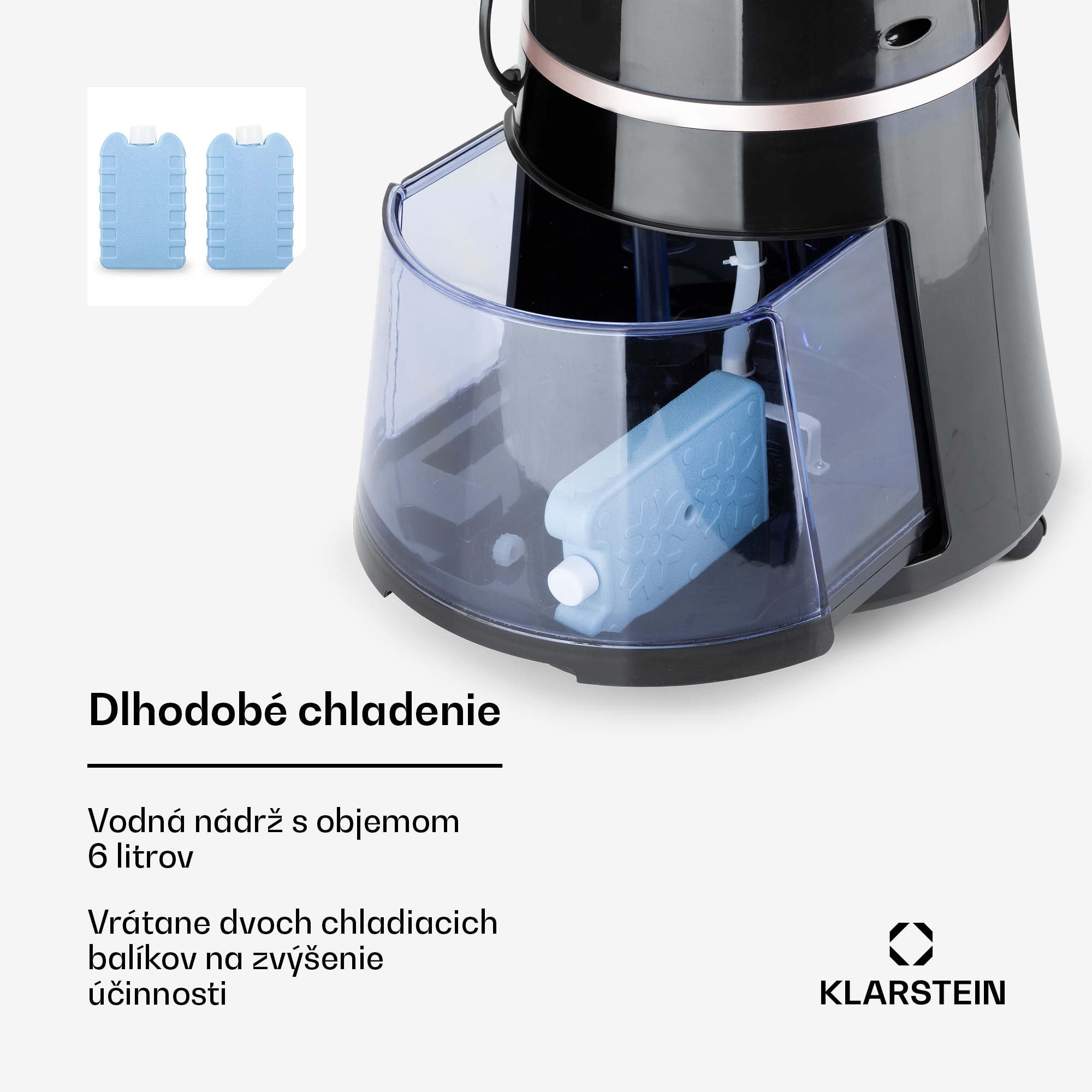 Klarstein Skyscraper Ice, 4 v 1 ochladzovač vzduchu, ventilátor, čistička vzduchu, zvlhčovač, 45 W, 210 m³/h, oscilácia, mobilný, diaľkové ovládanie – Obrázok 4