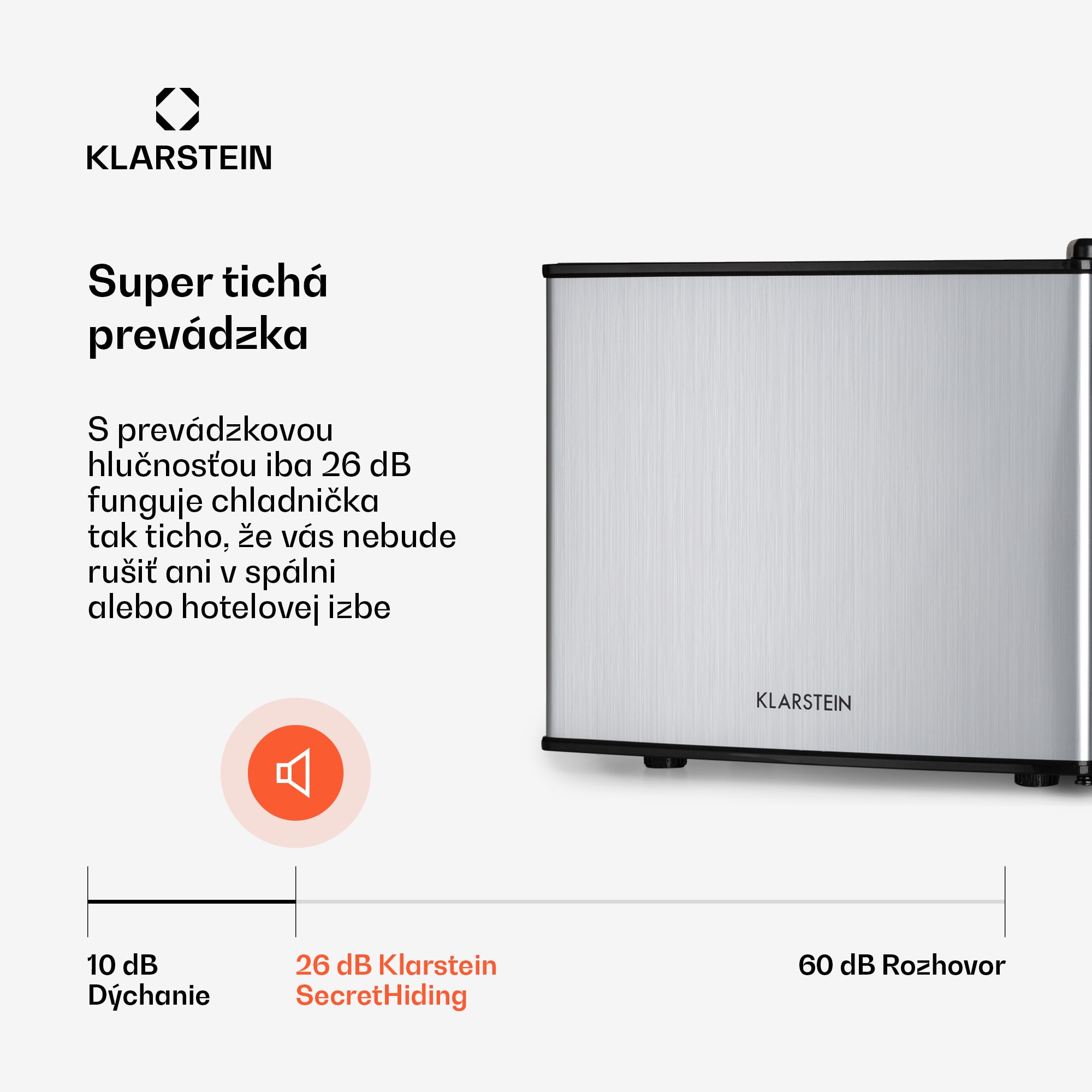 Klarstein Geheimversteck, mini chladnička, 17 l, 2 úrovne, 26dB, termoelektrická – Obrázok 5