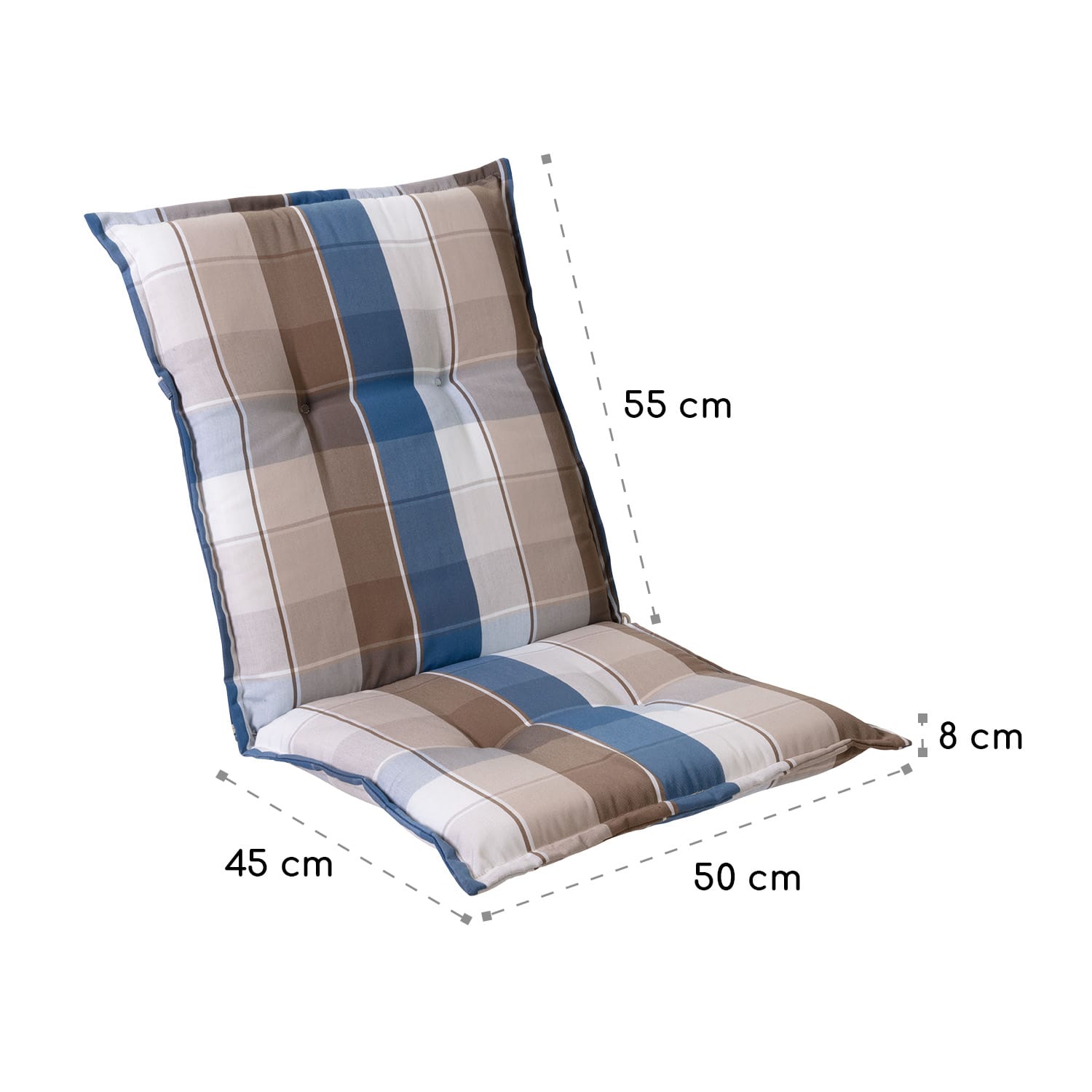 Blumfeldt Prato, čalúnená podložka, podložka na stoličku, podložka na nižšie polohovacie kreslo, na záhradnú stoličku, polyester, 50 × 100 × 8 cm – Obrázok 4