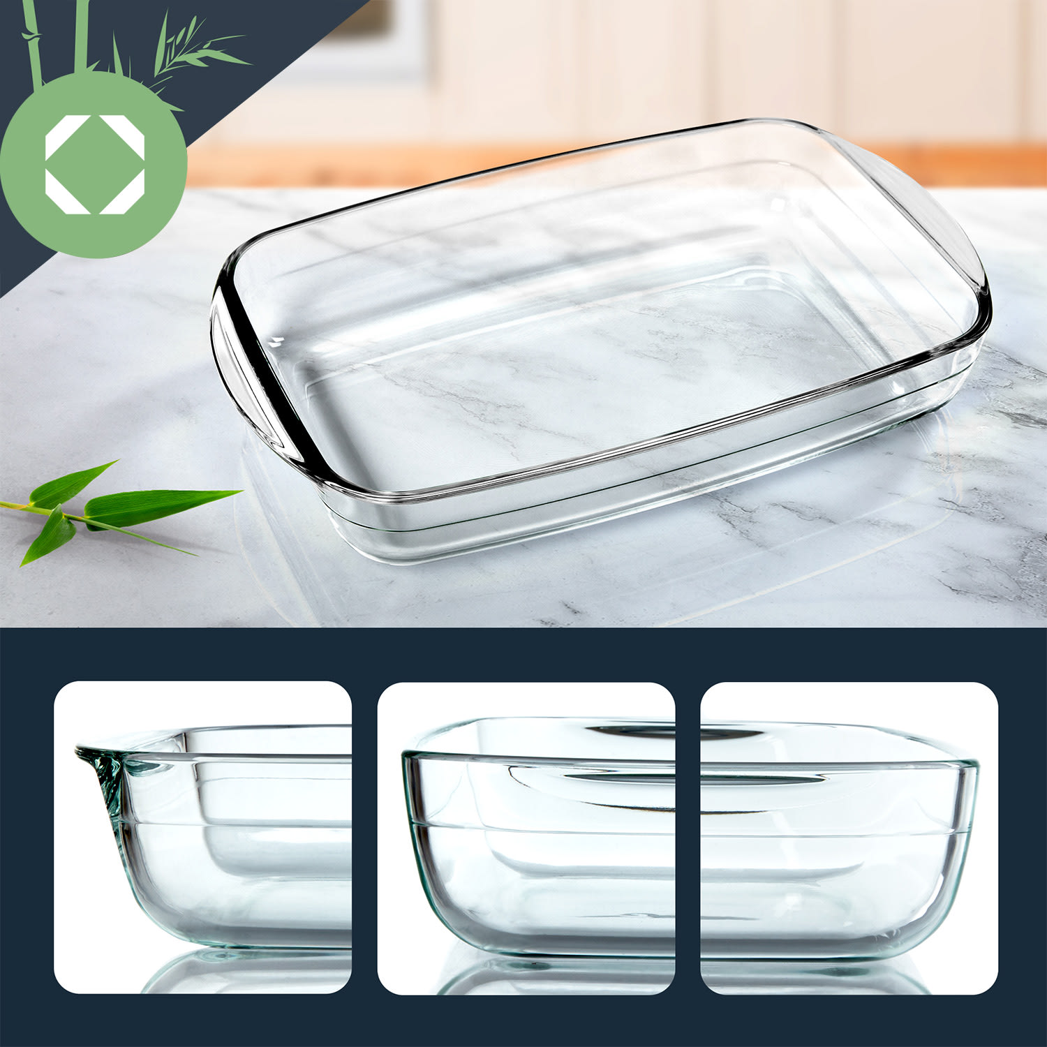 Klarstein Zapekacia misa, 1600 ml, 280 x 50 x 200 mm, kvalitné sklo – Obrázok 2
