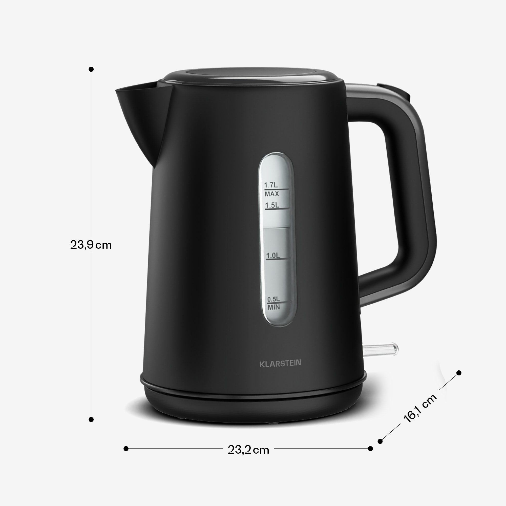 Klarstein Velaire rýchlovarná kanvica | 1,7 litra | 2200 W | Základňa otočná o 360° | Moderný, minimalistický dizajn – Obrázok 5