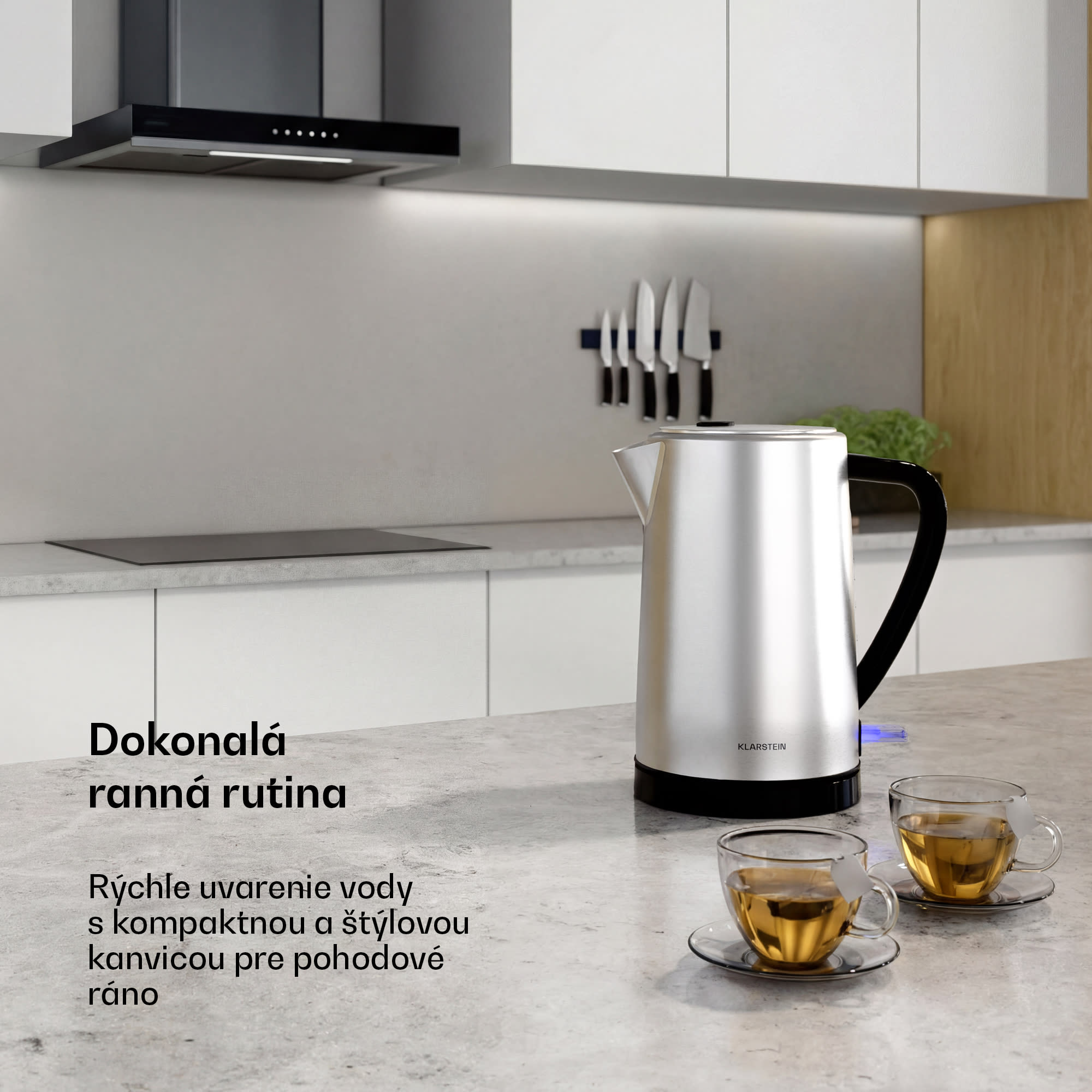 Klarstein Verosteel rýchlovarná kanvica | 1,7 litra | 2200 W | Základňa otočná o 360° | Moderný dizajn z nehrdzavejúcej ocele – Obrázok 2