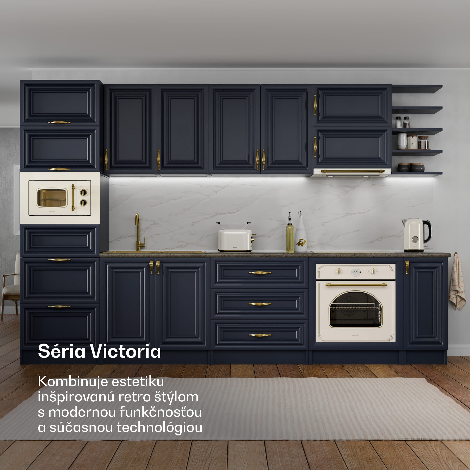 Klarstein Victoria rýchlovarná kanvica | 1,7 litra | 2200 W | Základňa otočná o 360° | Nadčasový dizajn
