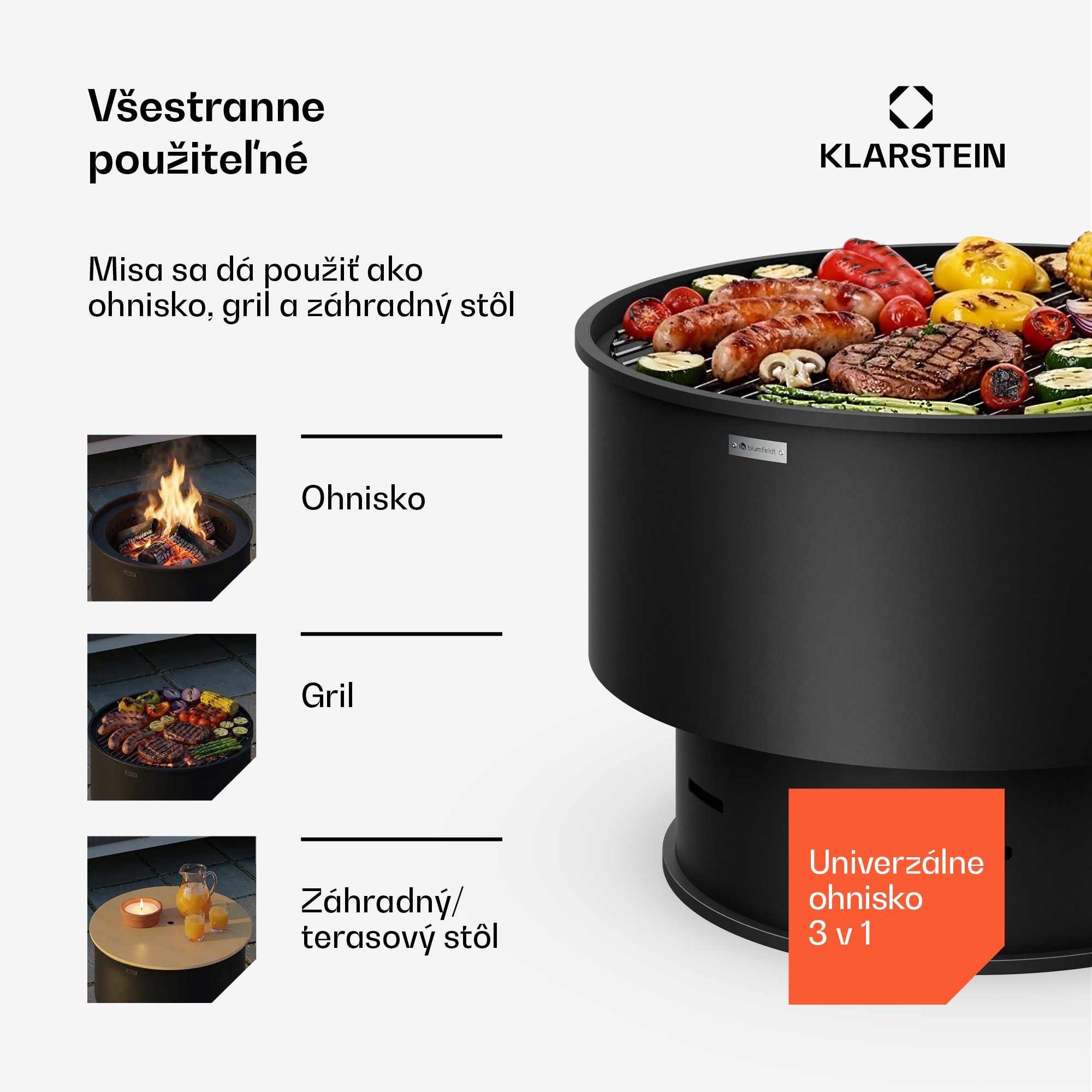 Blumfeldt Pompeji ohnisko s grilom | Ochrana proti iskrám | Odolné voči prevráteniu | Robustné | 60 cm – Obrázok 2