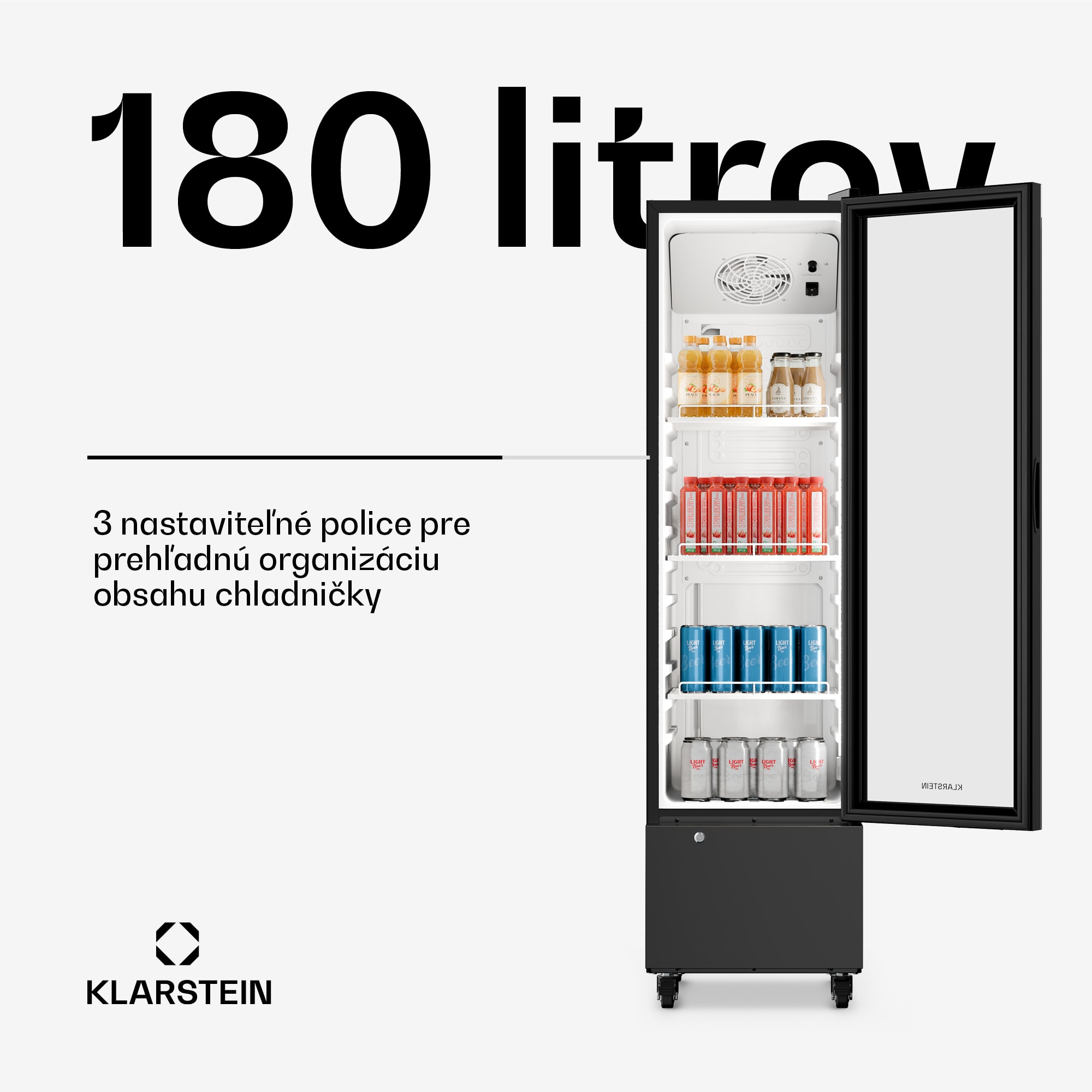 Klarstein GrandCooler gastro chladnička na nápoje | 163,5 x 43 cm | LED vnútorné osvetlenie | Čierna – Obrázok 2