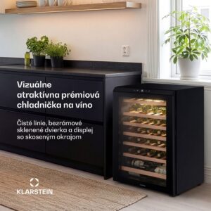 Klarstein Bevora voľne stojaca chladnička na víno | 6 políc | 128 litrov | 48 fliaš | 54 cm