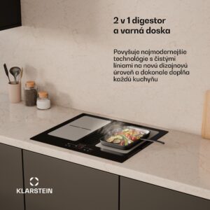 Klarstein Full House indukčná varná doska s digestorom | 4 varné zóny | 7335 W | 530 m³/h | 60 cm