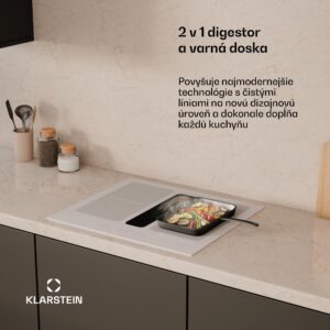 Klarstein Full House indukčná varná doska s digestorom | 4 varné zóny | 7335 W | 530 m³/h | 60 cm