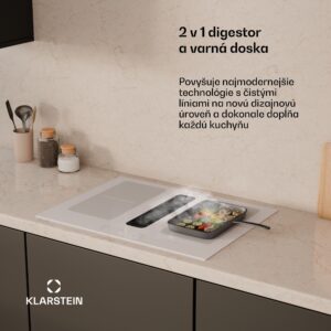 Klarstein Full House indukčná varná doska s digestorom | 4 varné zóny | 7335 W | 530 m³/h | 70 cm