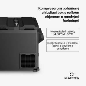 Klarstein Arctiq Duo chladiaci box | S kompresorom | 43 litrov | 58 plechoviek | -18 až 20 °C | Čierny | 78 cm