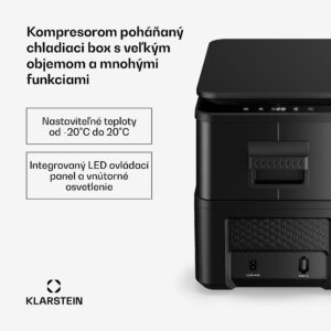 Klarstein Arctiq chladiaci box | S kompresorom | 27 litrov | 36 plechoviek | -20 až 20 °C | Čierny | 60 cm