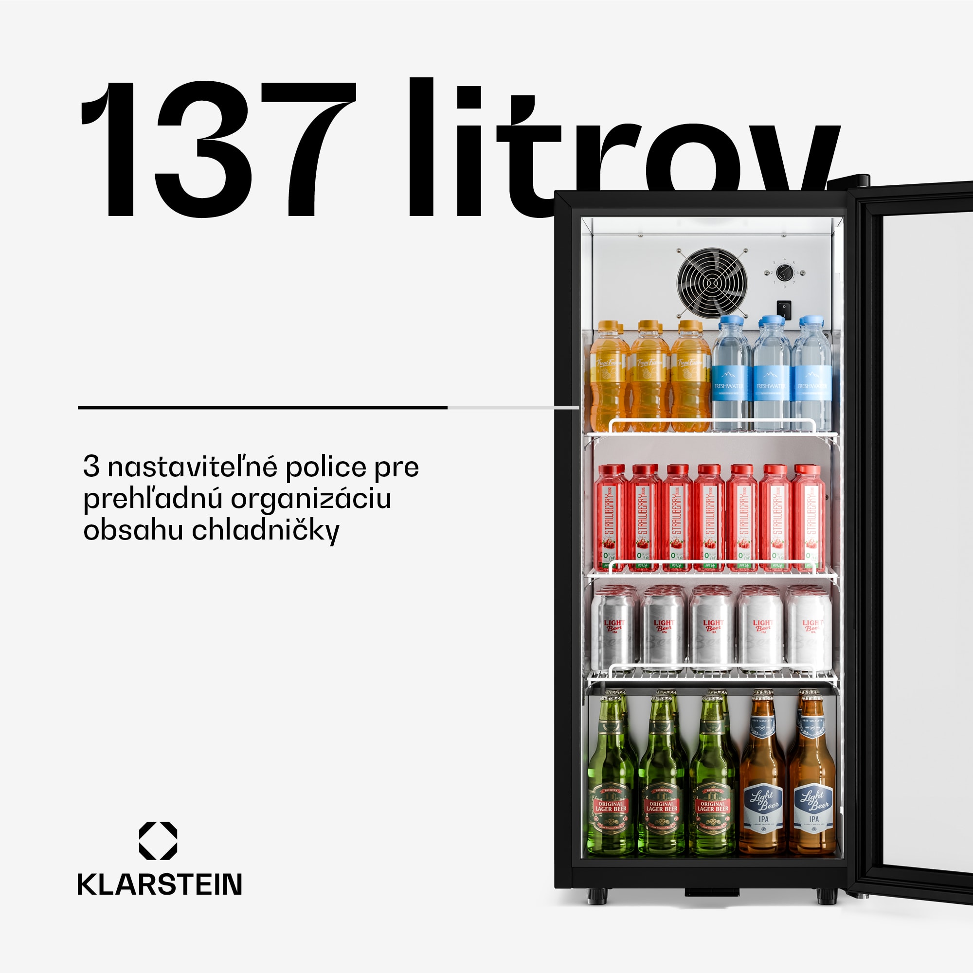 Klarstein GrandCooler gastro chladnička na nápoje | 106 x 46 cm | LED vnútorné osvetlenie | Čierna – Obrázok 2