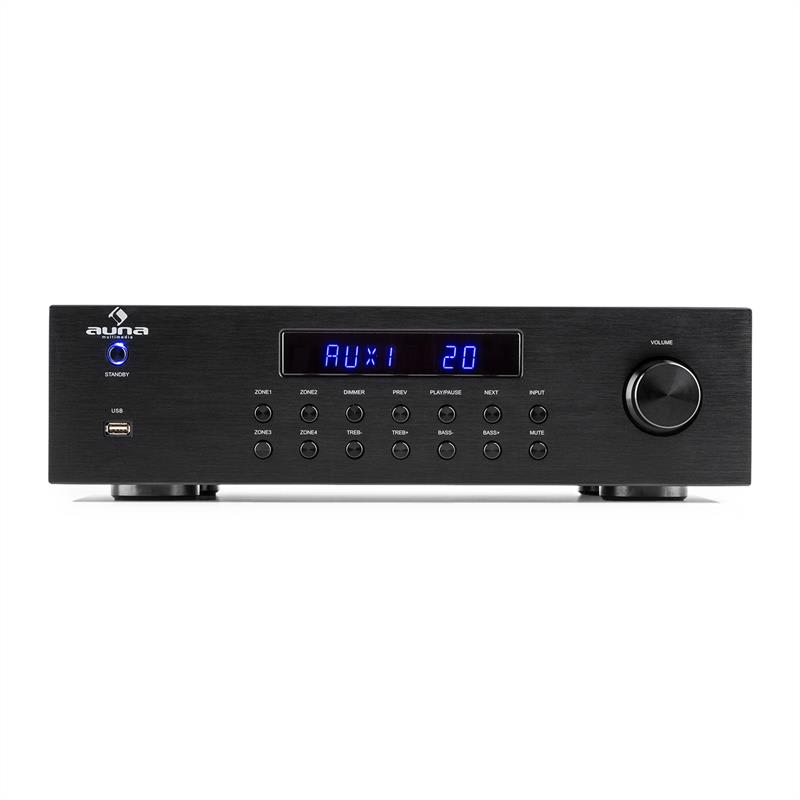 Auna AV2-CD850BT, 4-zónový stereo zosilňovač, 8 x 50 W RMS, bluetooth, USB, CD, čierny