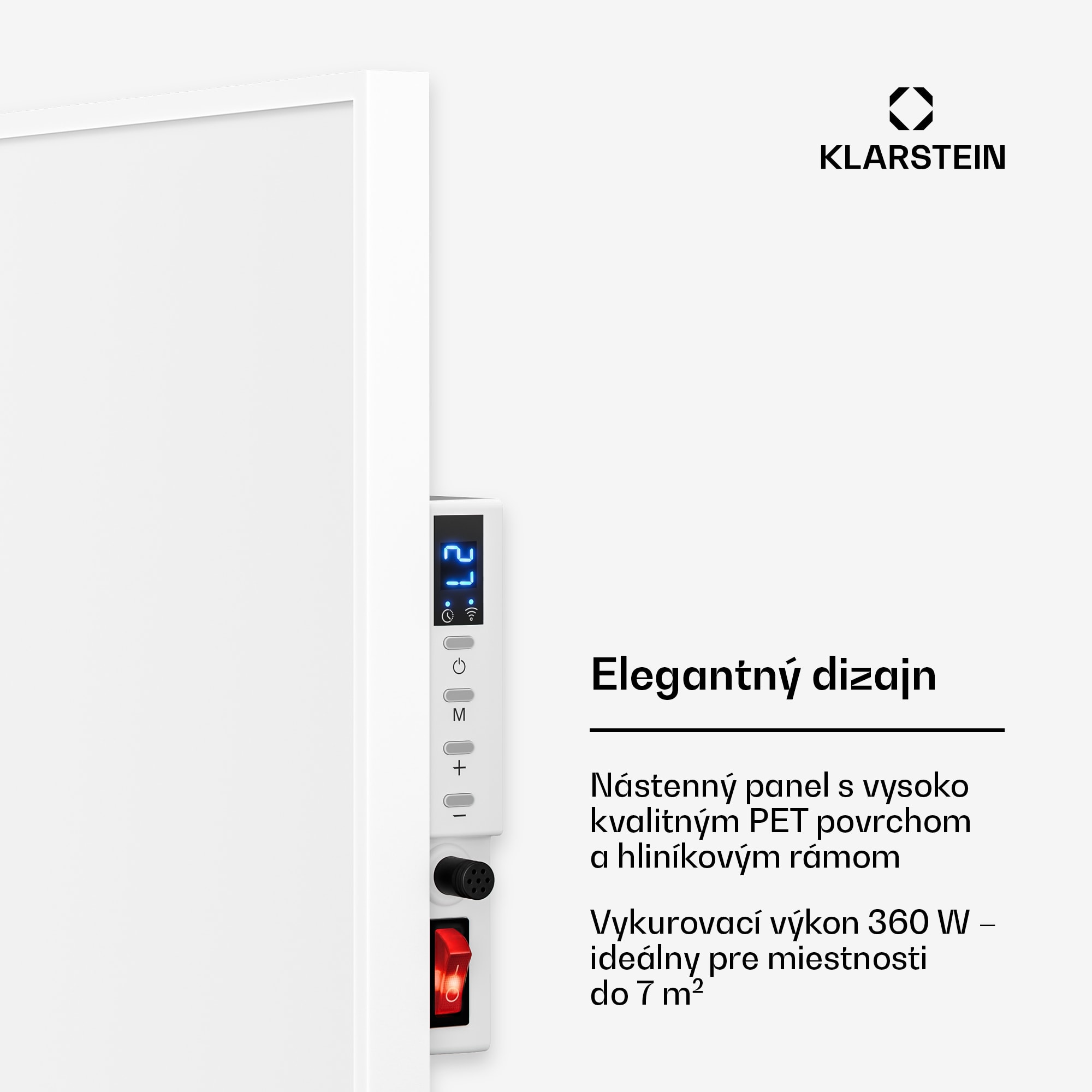 Klarstein Wonderwall 360 Smart, infračervený ohrievač, 60 x 60 cm, 360 W, týždenný časovač, IP24, biely – Obrázok 2