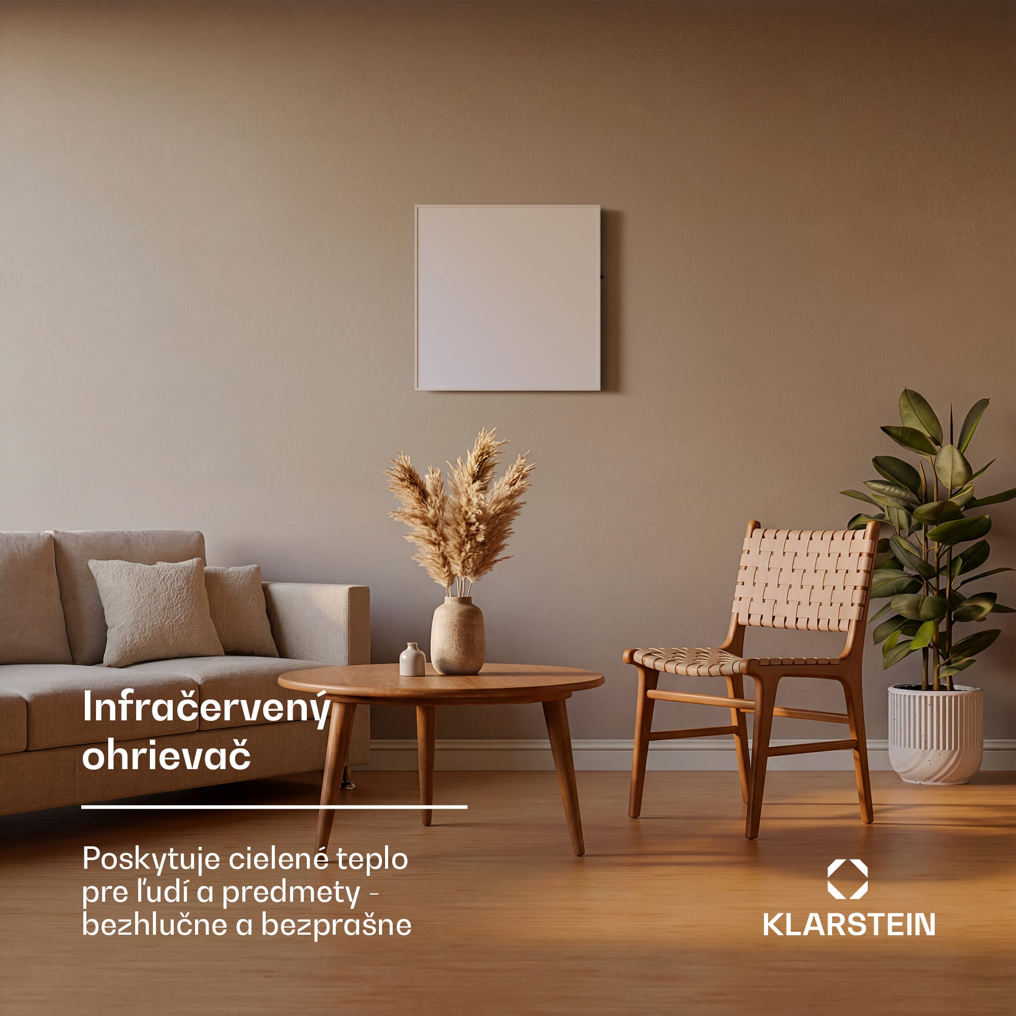 Klarstein Wonderwall 360 Smart, infračervený ohrievač, 60 x 60 cm, 360 W, týždenný časovač, IP24, biely – Obrázok 3