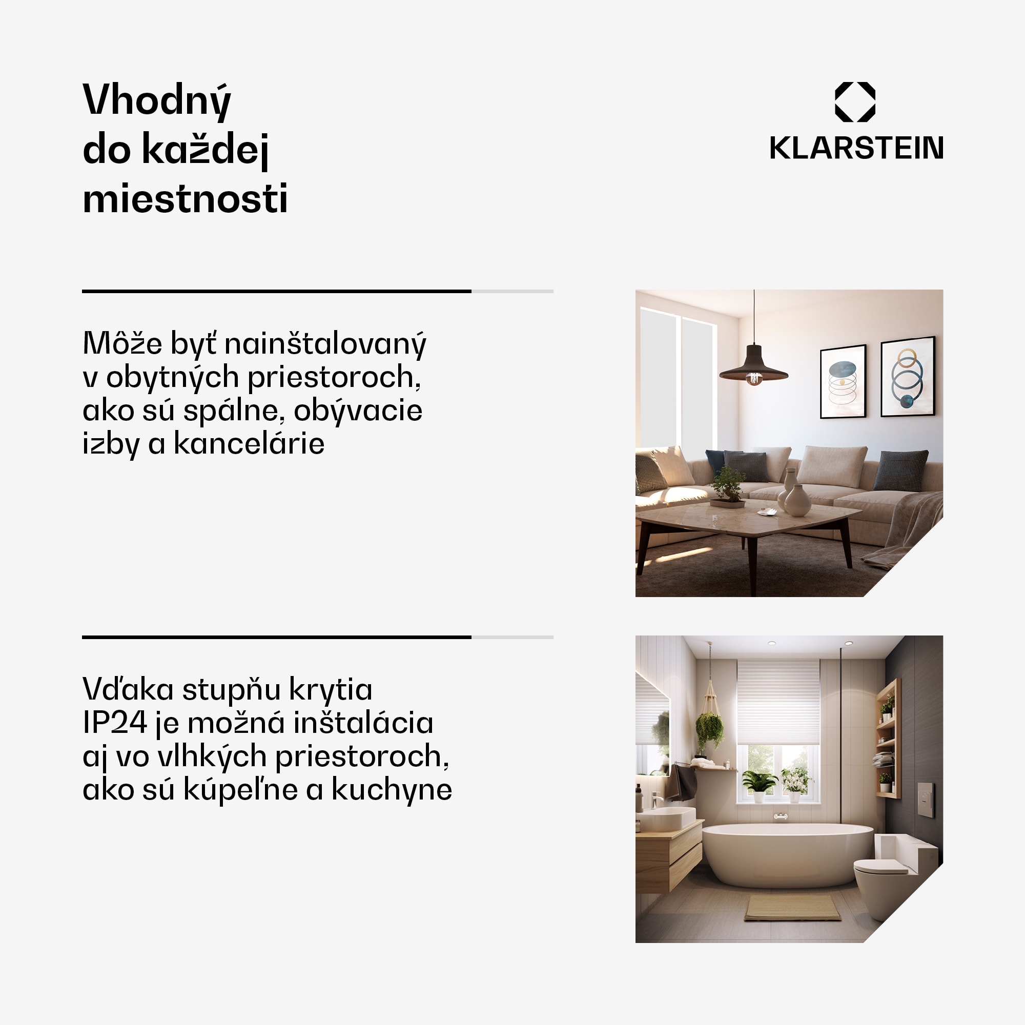 Klarstein Wonderwall 360 Smart, infračervený ohrievač, 60 x 60 cm, 360 W, týždenný časovač, IP24, biely – Obrázok 4