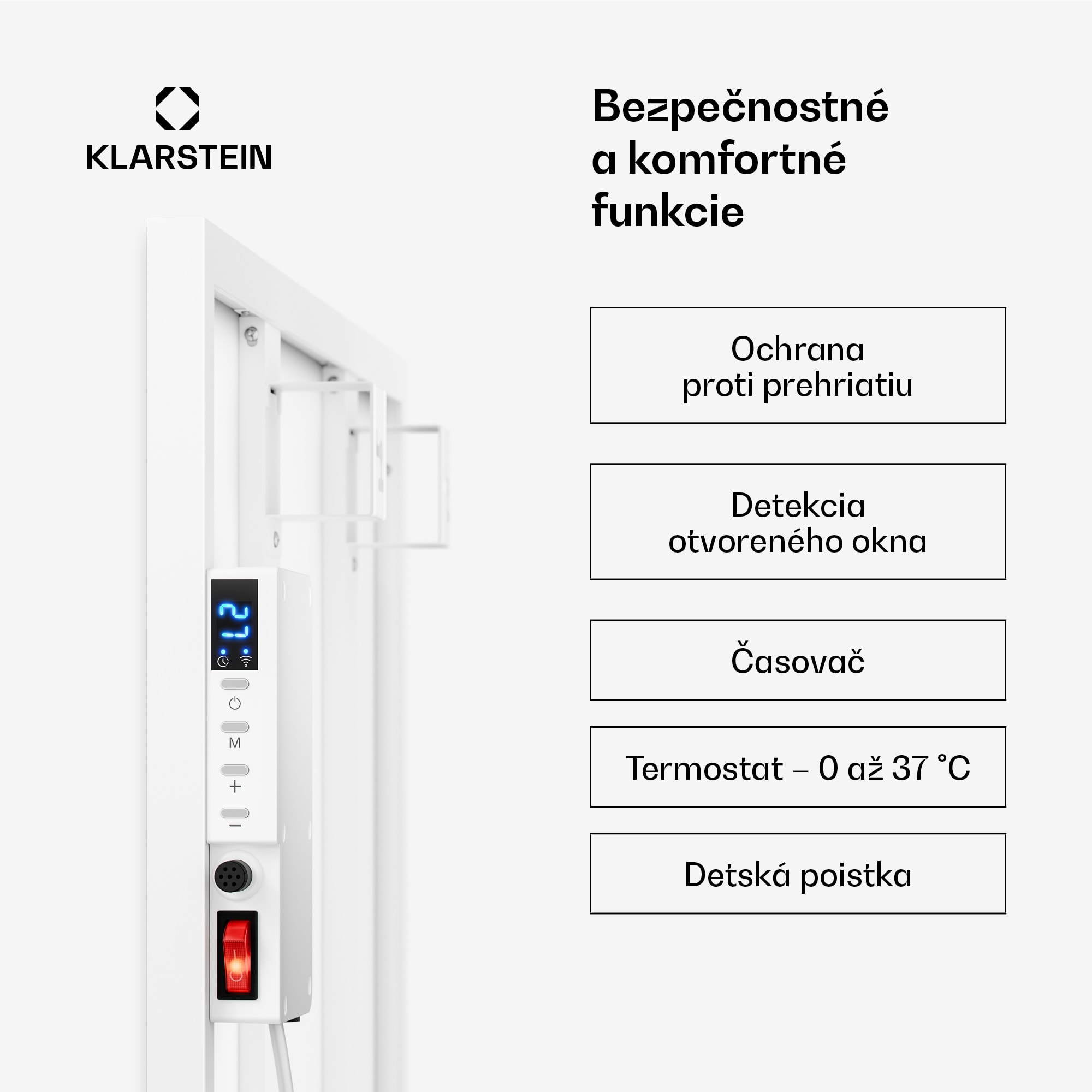 Klarstein Wonderwall 360 Smart, infračervený ohrievač, 60 x 60 cm, 360 W, týždenný časovač, IP24, biely – Obrázok 5