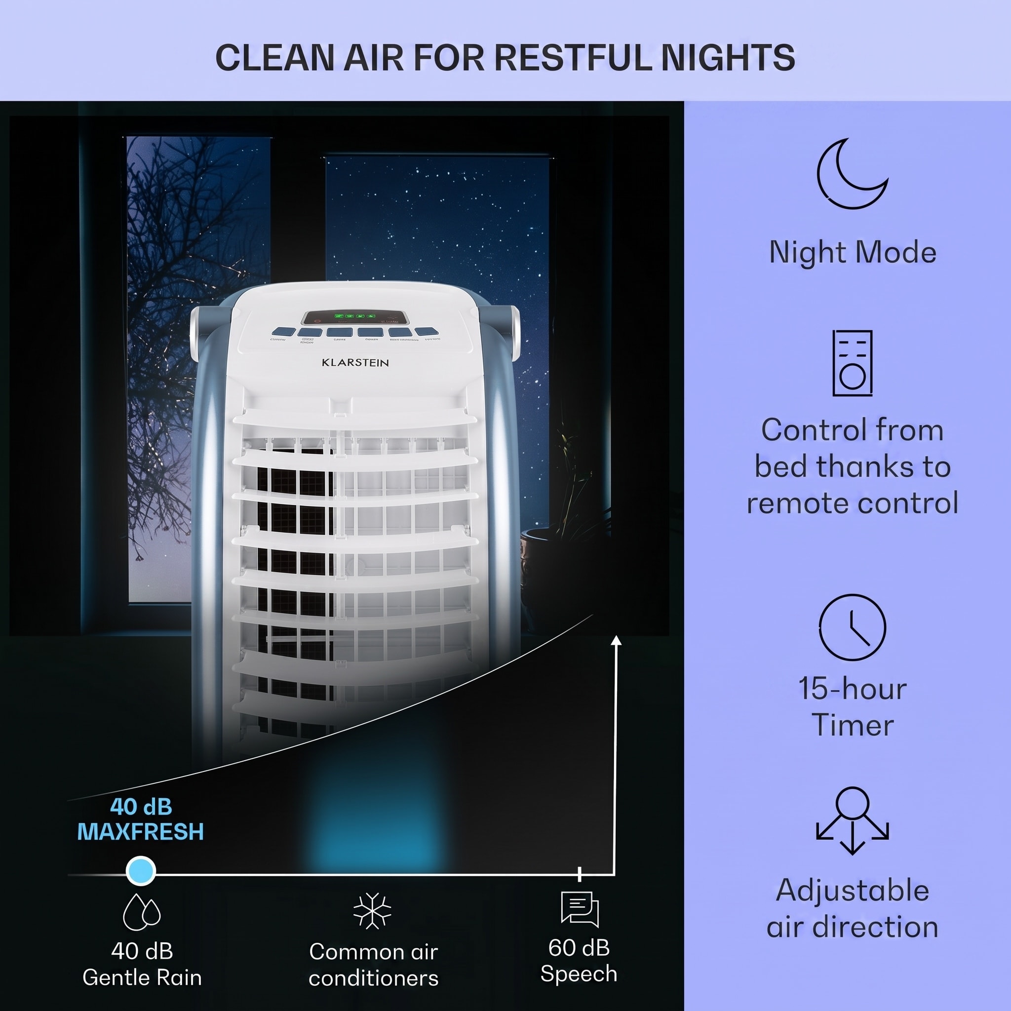 Klarstein Maxfresh, 3 v 1 ochladzovač vzduchu, ventilátor, 65 W, 6 l, diaľkový ovládač, 2 x chladiaci box – Obrázok 3