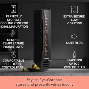 Klarstein Vinovilla 7 built-in Uno Onyx, vstavaná vinotéka, čierne sklo, nehrdzavejúca oceľ