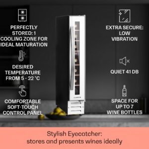 Klarstein Vinovilla 7 built-in Uno Quartz, vstavaná vinotéka, biele sklo, nehrdzavejúca oceľ