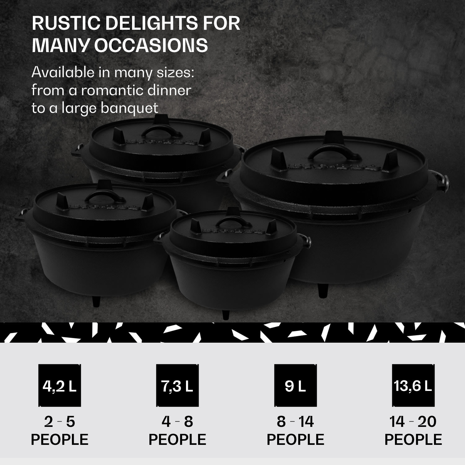 Klarstein Guernsey, prémiový liatinový hrniec, 12.0 barbecue hrniec, liatina, nožičky, veľkosť XL/13,6 l – Obrázok 5