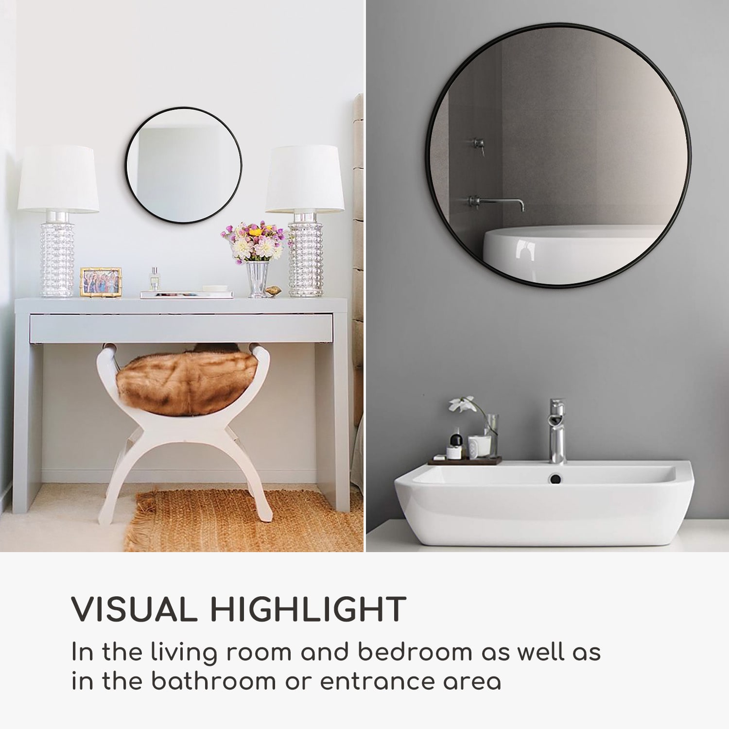 Casa Chic Fournier, nástenné zrkadlo s kovovým rámom, okrúhle, Ø 40 cm – Obrázok 2