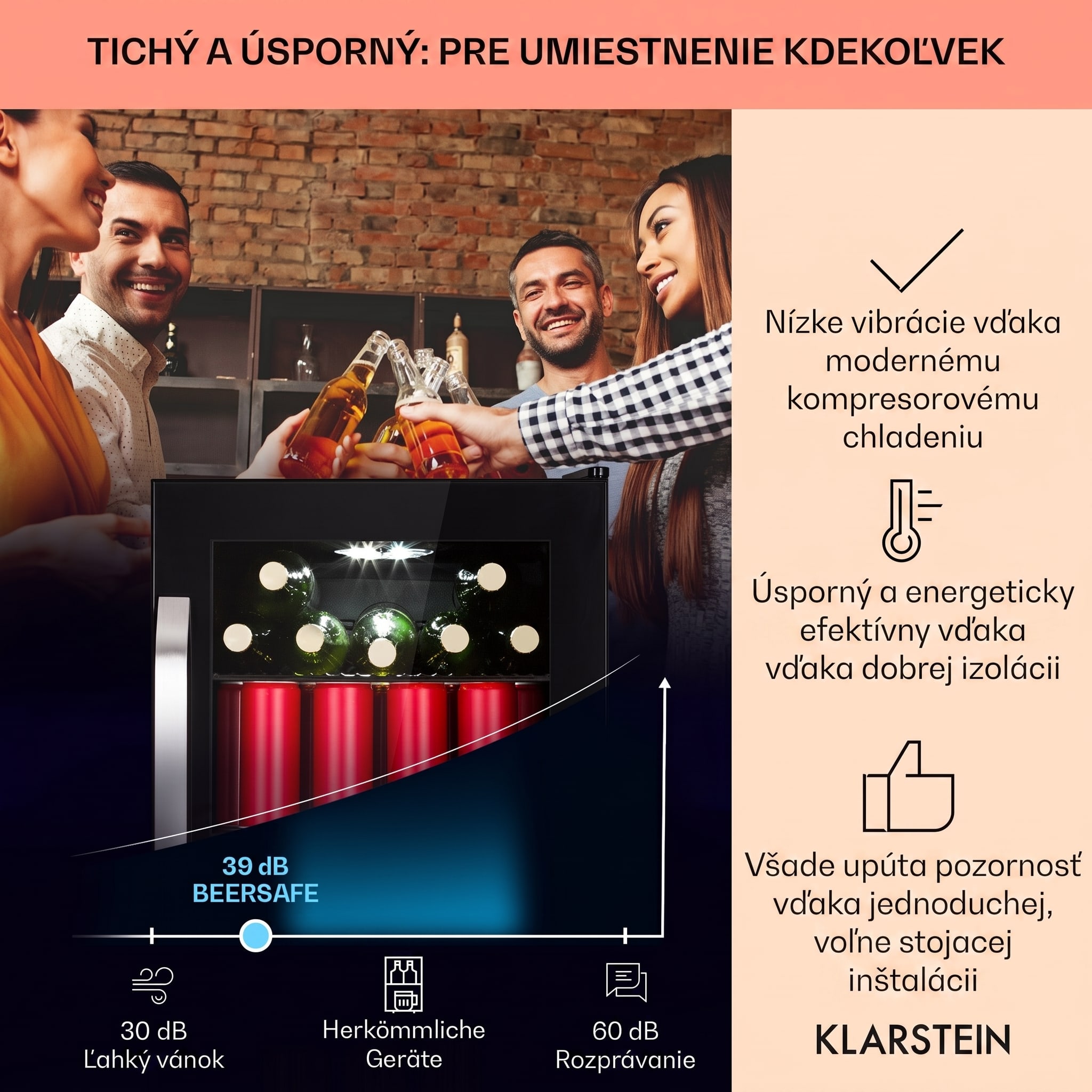 Klarstein Beersafe 70 Craft Beer Edition, chladnička, 70 litrov, sklenené dvere, nehrdzavejúca oceľ – Obrázok 2
