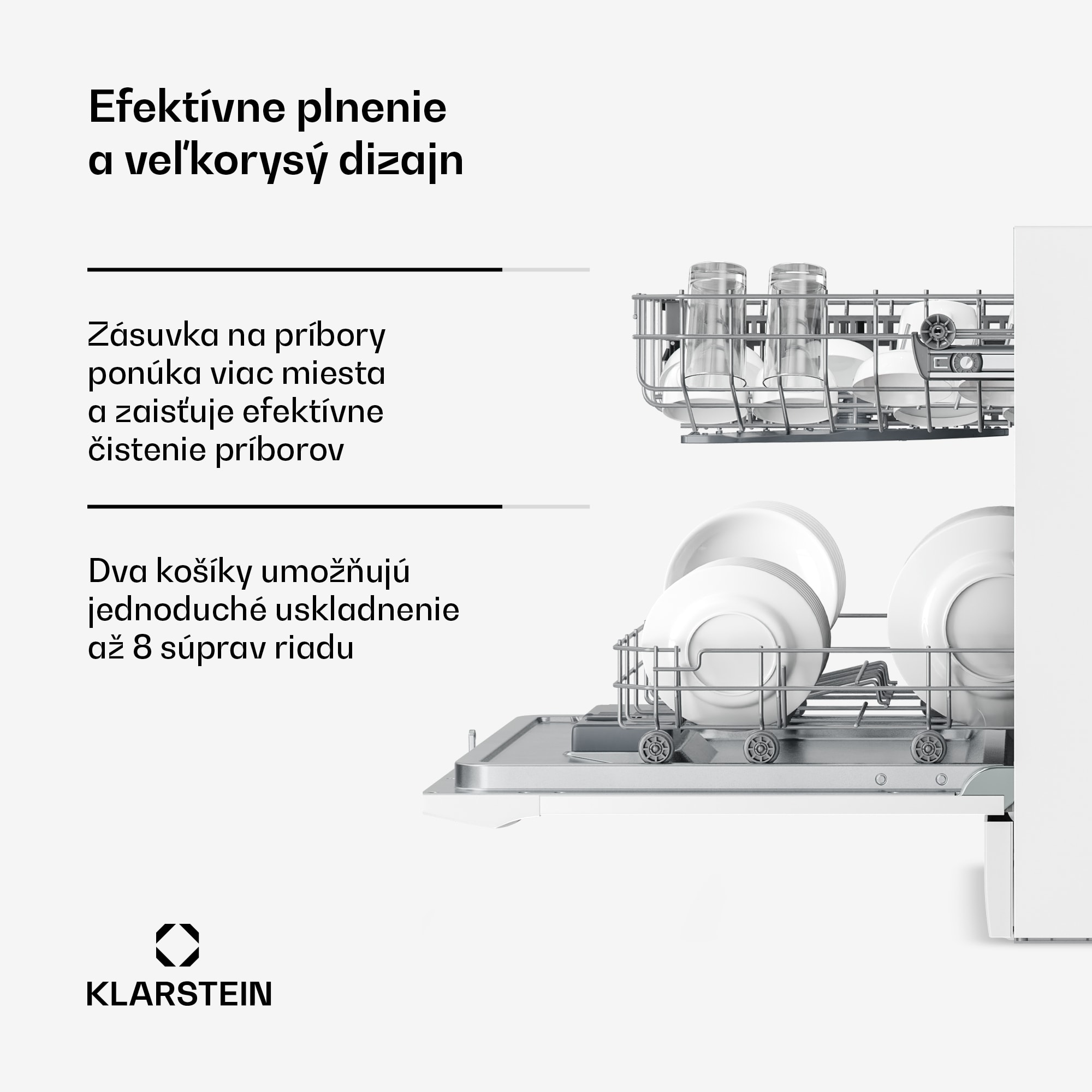 Klarstein Amazonia vstavaná umývačka riadu | 8 programov | Technológia Aqua-Stop | 1620 W | 55 cm – Obrázok 5