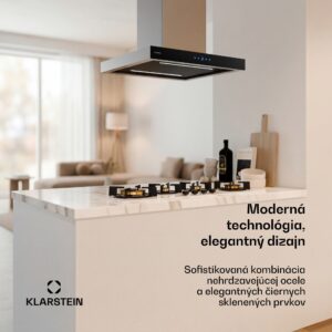 Klarstein Valeria ostrovčekový digestor | Režimy odsávania a recirkulácie | Elegantný dizajn z nehrdzavejúcej ocele | 600 m³/h | 60 cm