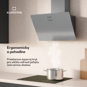 Klarstein Silver Lining šikmý digestor | Režimy odsávania a recirkulácie | Vysokokvalitný dizajn | 597 m³/h | 60 cm