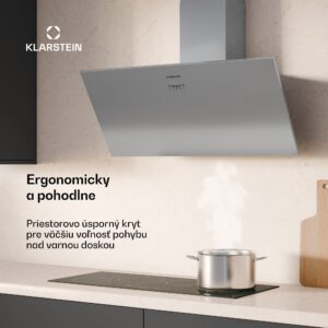 Klarstein Silver Lining šikmý digestor | Režimy odsávania a recirkulácie | Vysokokvalitný dizajn | 597 m³/h | 90 cm