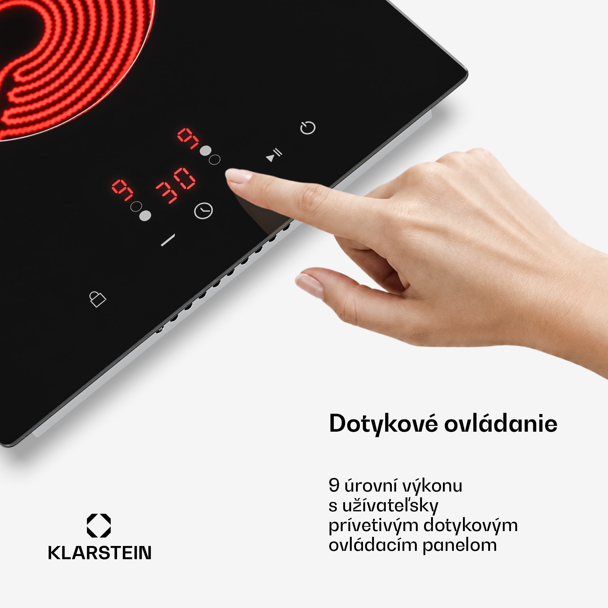 Klarstein Hito sklokeramická varná doska | 2 varné zóny | 3000 W | 9 úrovní výkonu | 30 cm – Obrázok 3
