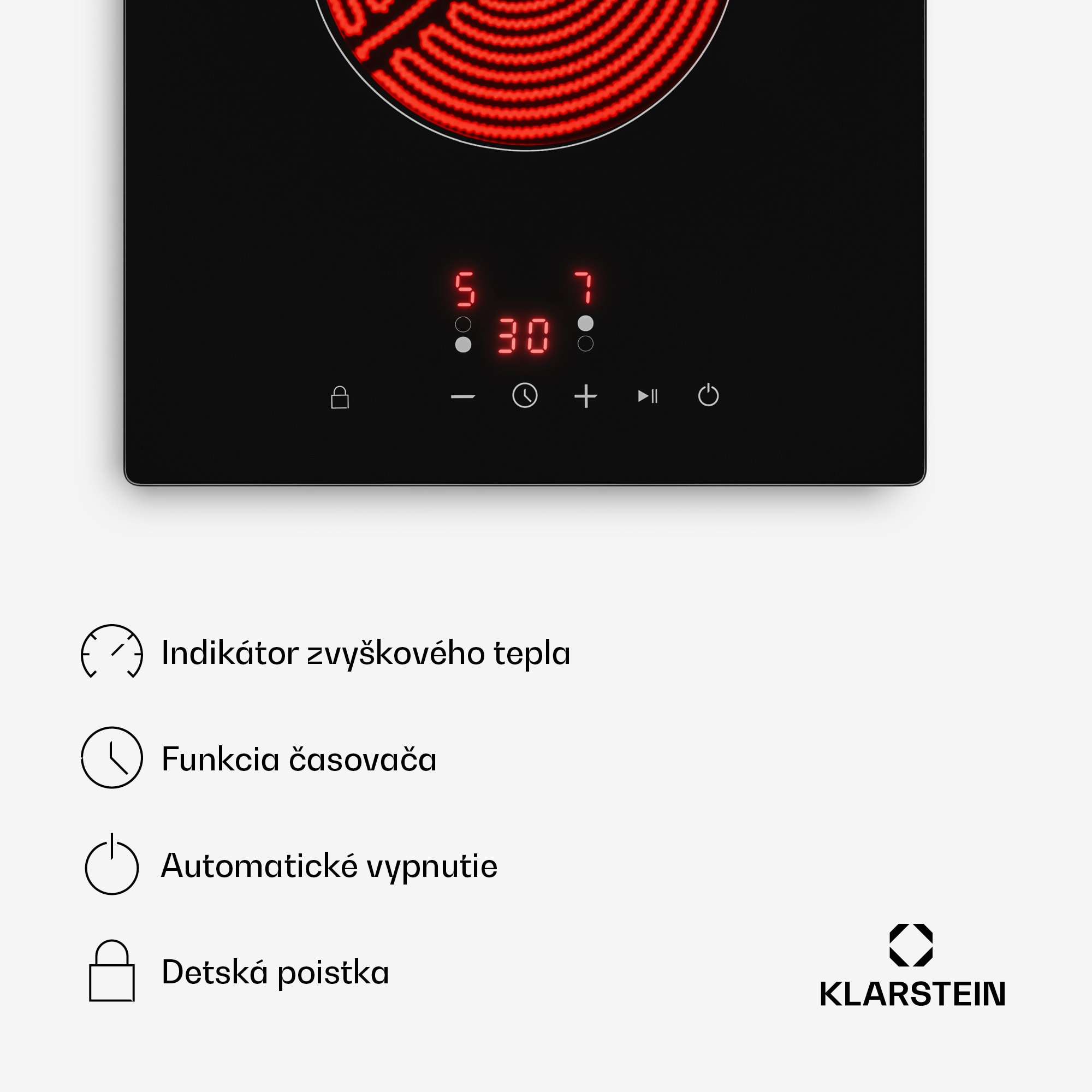 Klarstein Hito sklokeramická varná doska | 2 varné zóny | 3000 W | 9 úrovní výkonu | 30 cm – Obrázok 4