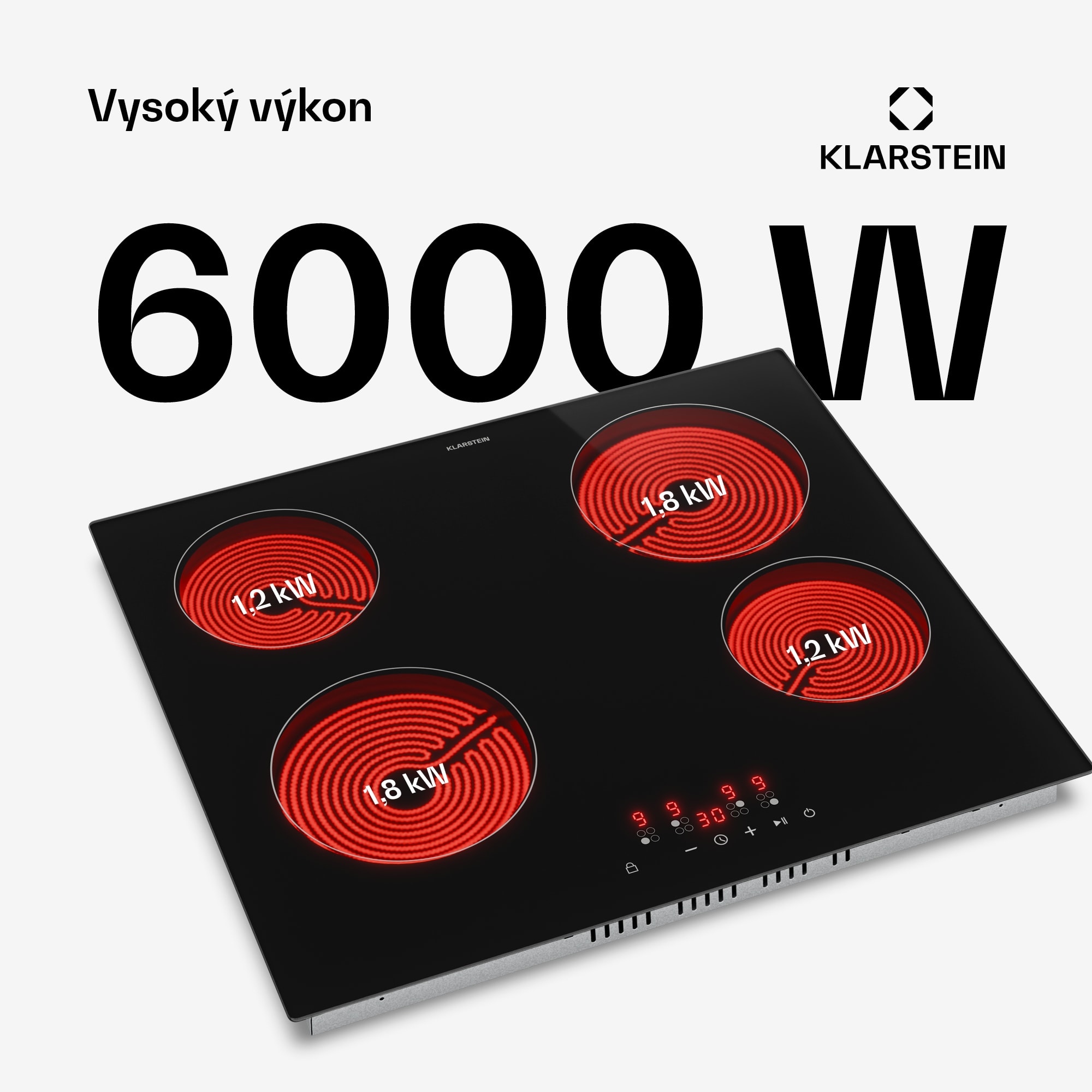 Klarstein Hito sklokeramická varná doska | 4 varné zóny | 6000 W | 9 úrovní výkonu | 60 cm – Obrázok 2