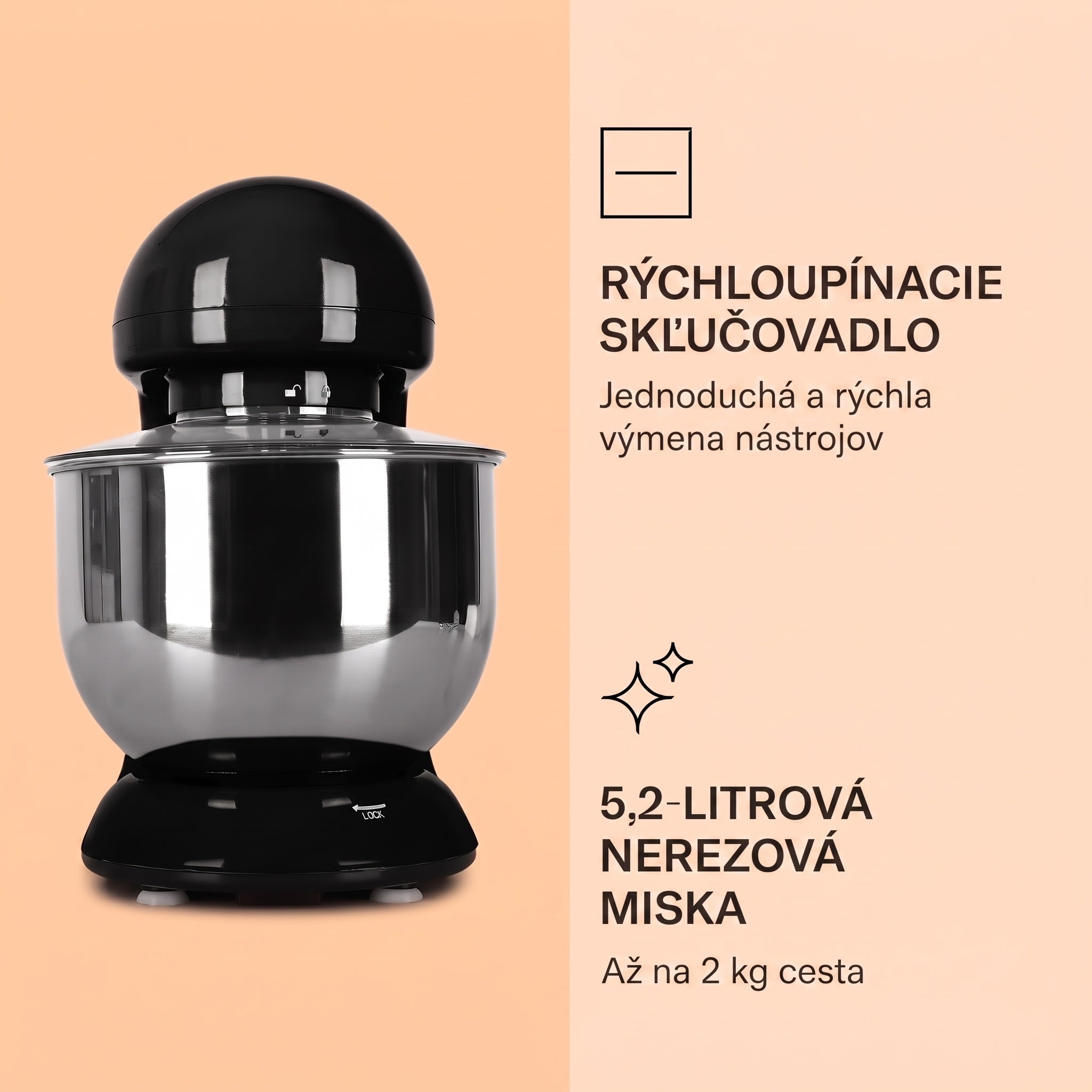 Klarstein Bella, kuchynský robot, 1800 W, 2,7 PS, 5,2 l – Obrázok 3