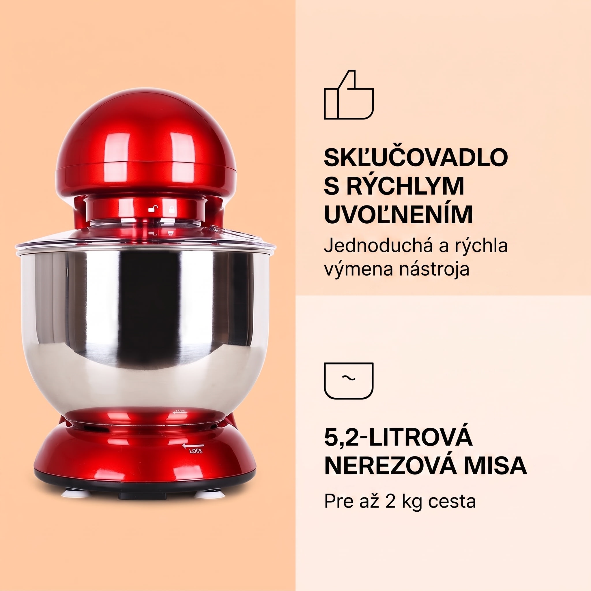 Klarstein Bella, kuchynský robot, 1800 W, 2,7 PS, 5,2 l – Obrázok 3