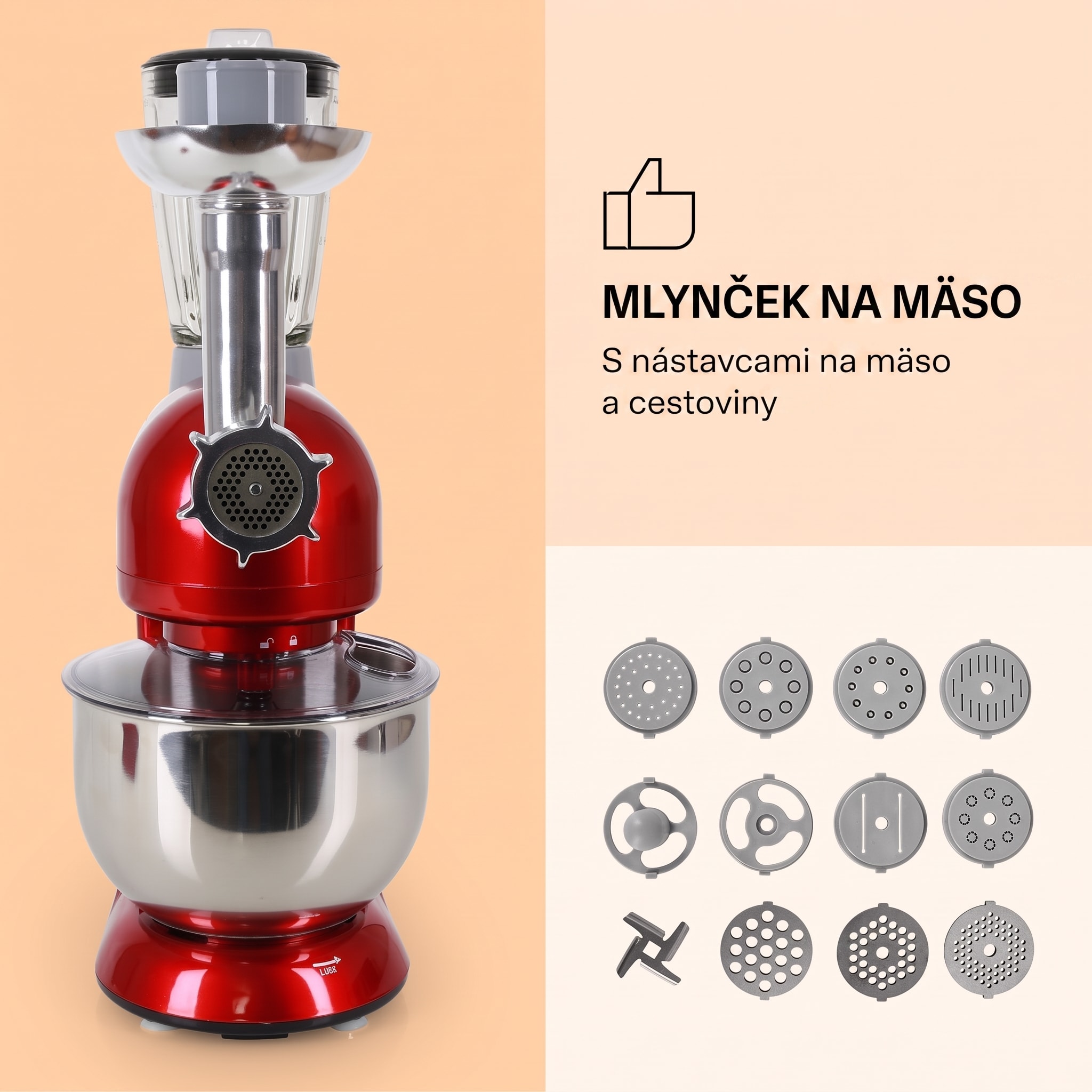 Klarstein Lucia, kuchynský robot, mixér, mlynček na mäso, 1800 W – Obrázok 4