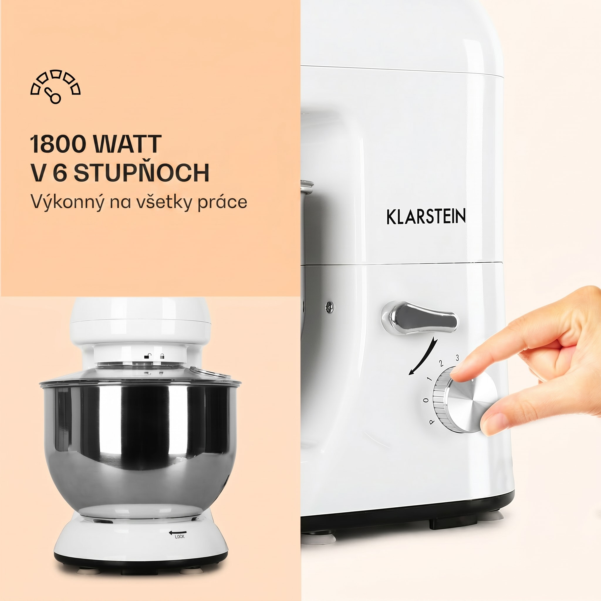Klarstein Bella, kuchynský robot, 1800 W, 2,7 PS, 5,2 l – Obrázok 2