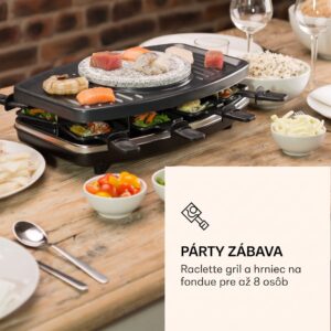 Klarstein Entrecote, raclette gril s fondue 2 v 1, 1100 W, prírodný kameň, pre 8 osôb