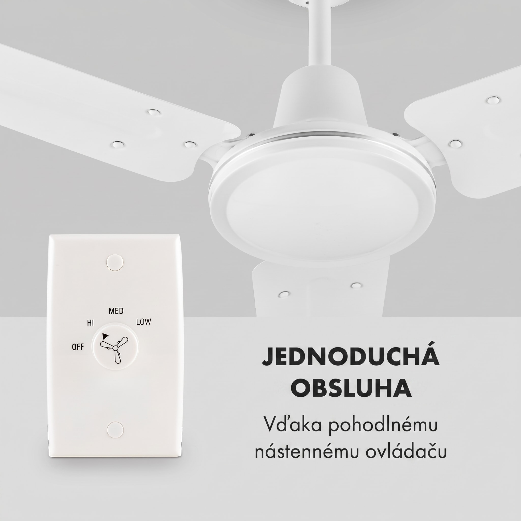 Klarstein Spin Doctor, stropný ventilátor, 55 W, 122 cm, 3 ramená, nehrdzavejúca oceľ, biely – Obrázok 2